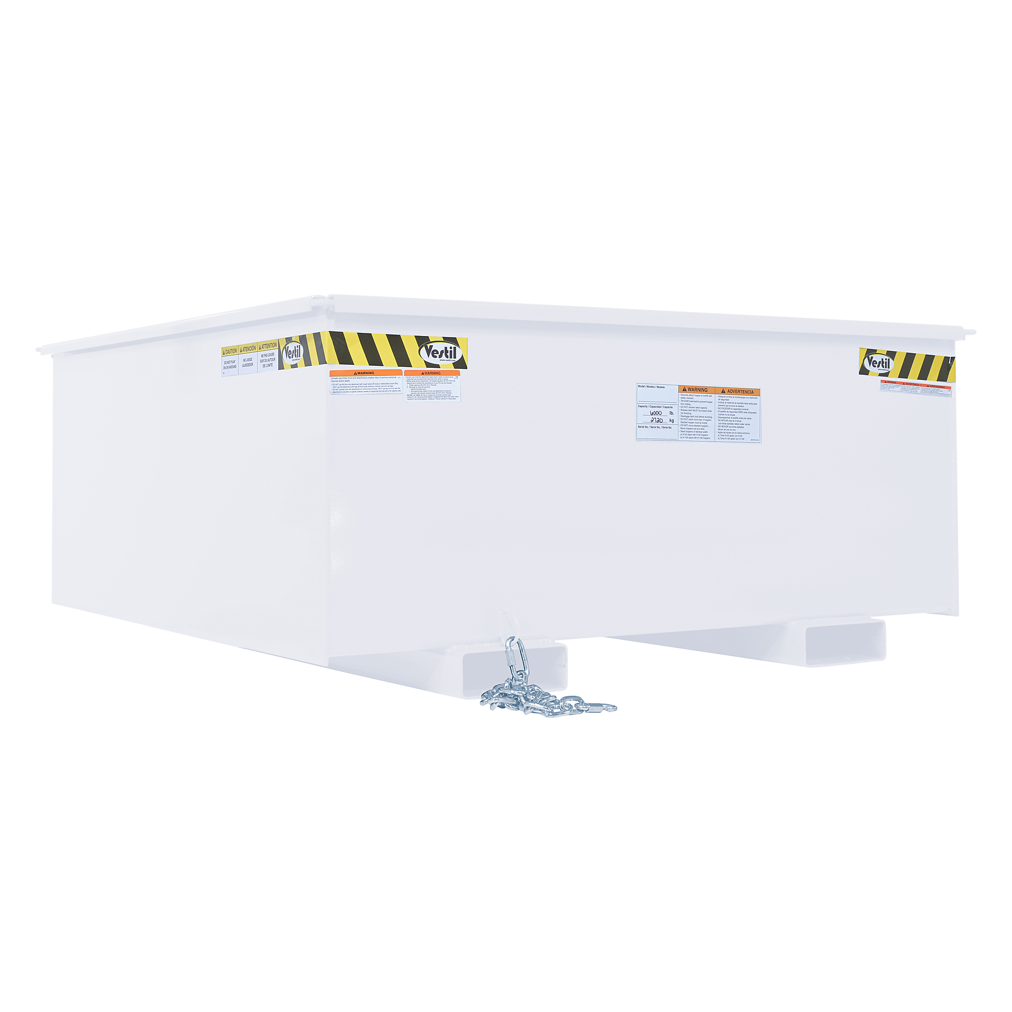 Vestil Steel Rotating Heavy Duty Box Hopper — 1.25 Cubic Yard, 6000-Lb. Capacity, White, Model# R-125-HD-WT